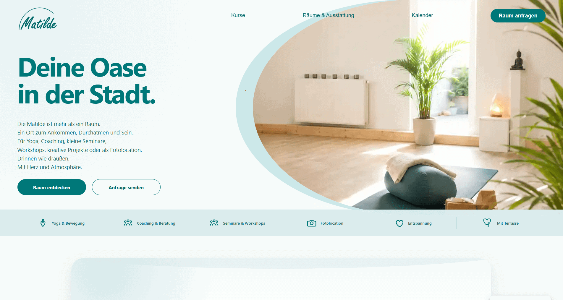 Die Matilde WordPress-Website mit individueller Raum- und Kursverwaltung