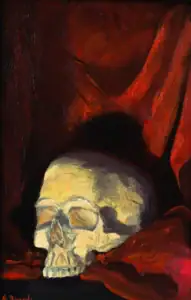 still life with skull oil painting Andrea Bocedi