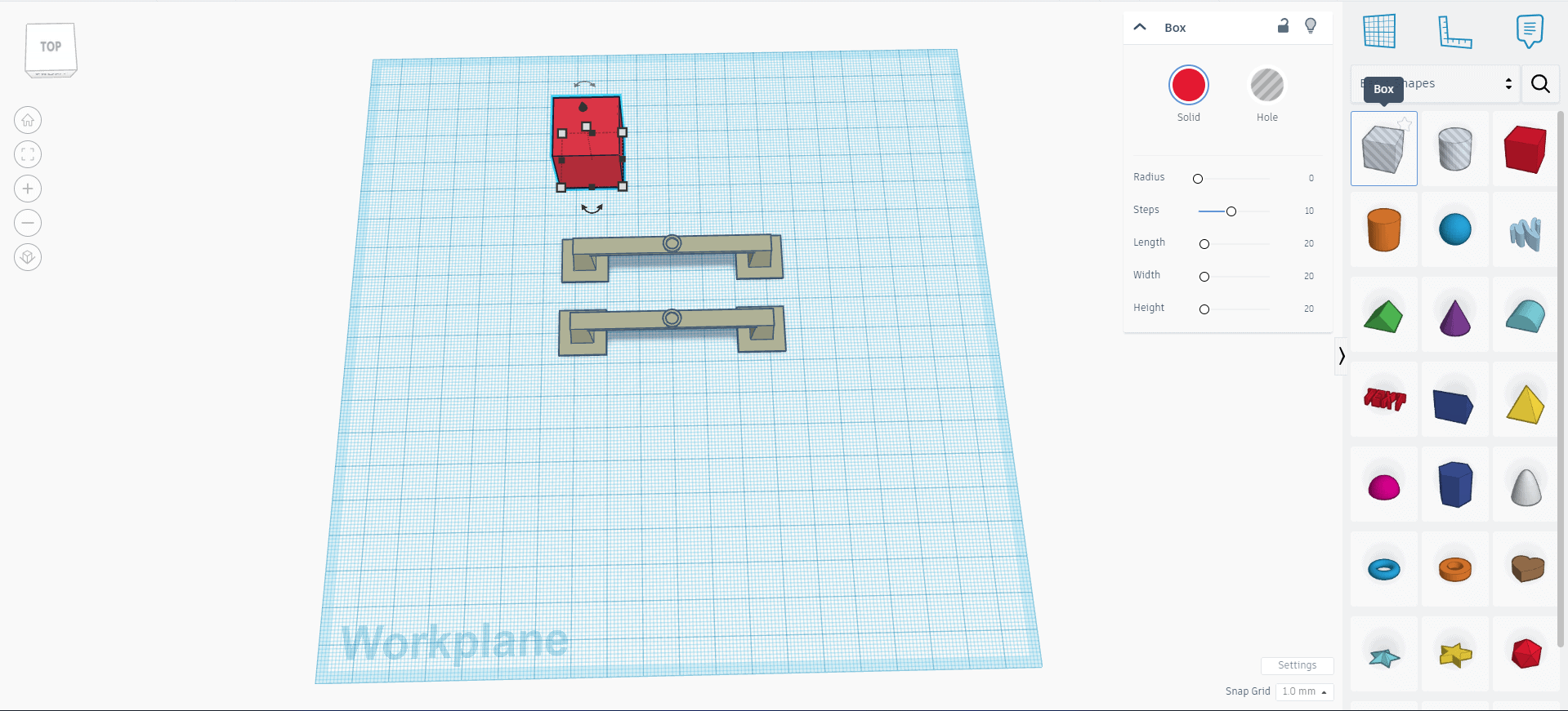 adding box in tinkercad