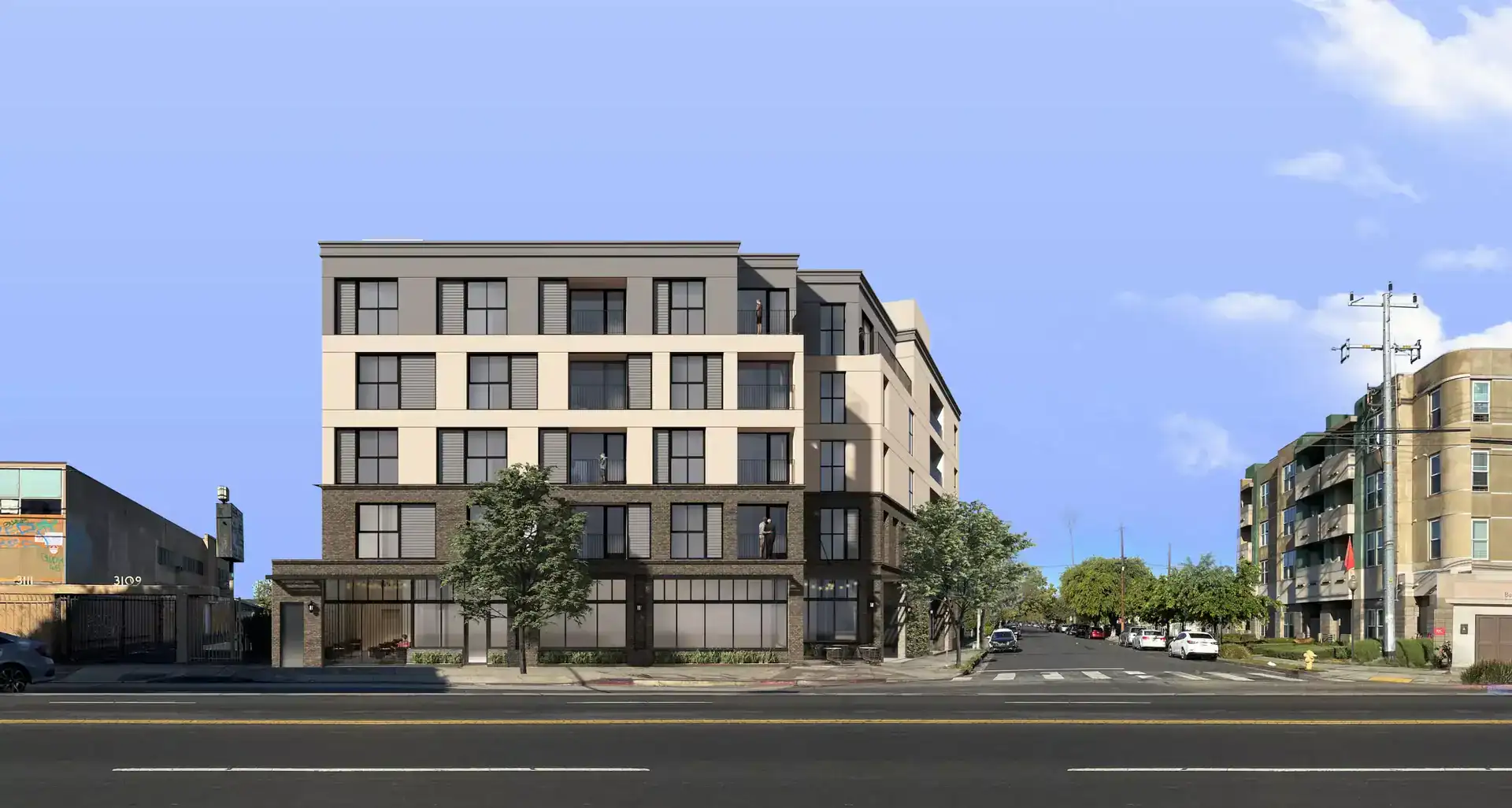 Modern multifamily residential building.