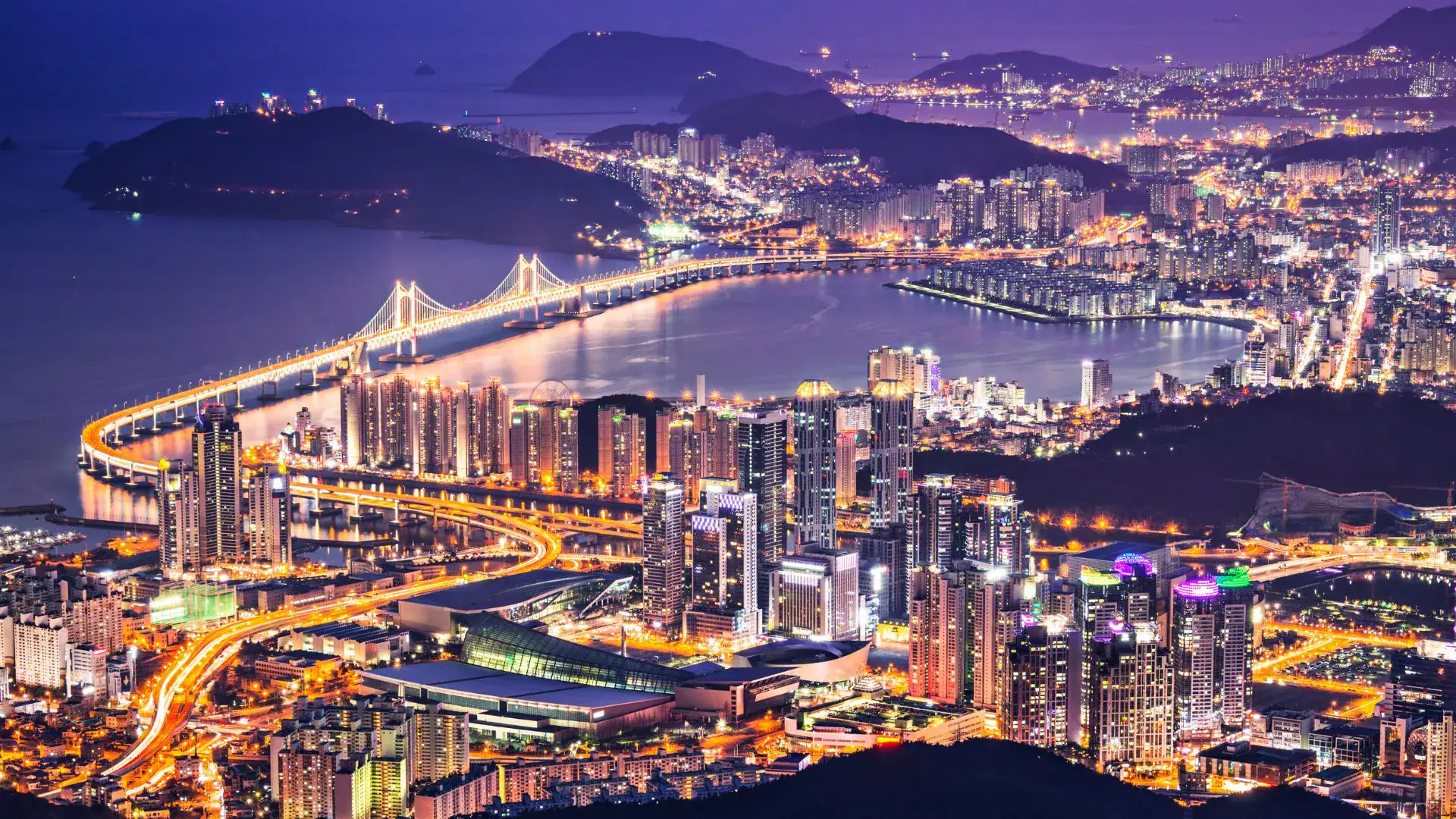 Busan at night, from the air