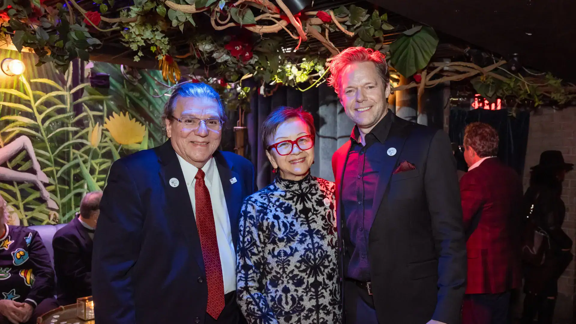 4A Arts Board Chair Luis Cancel and Board Member Ruby Shang pose with Executive Director Gavin Lodge