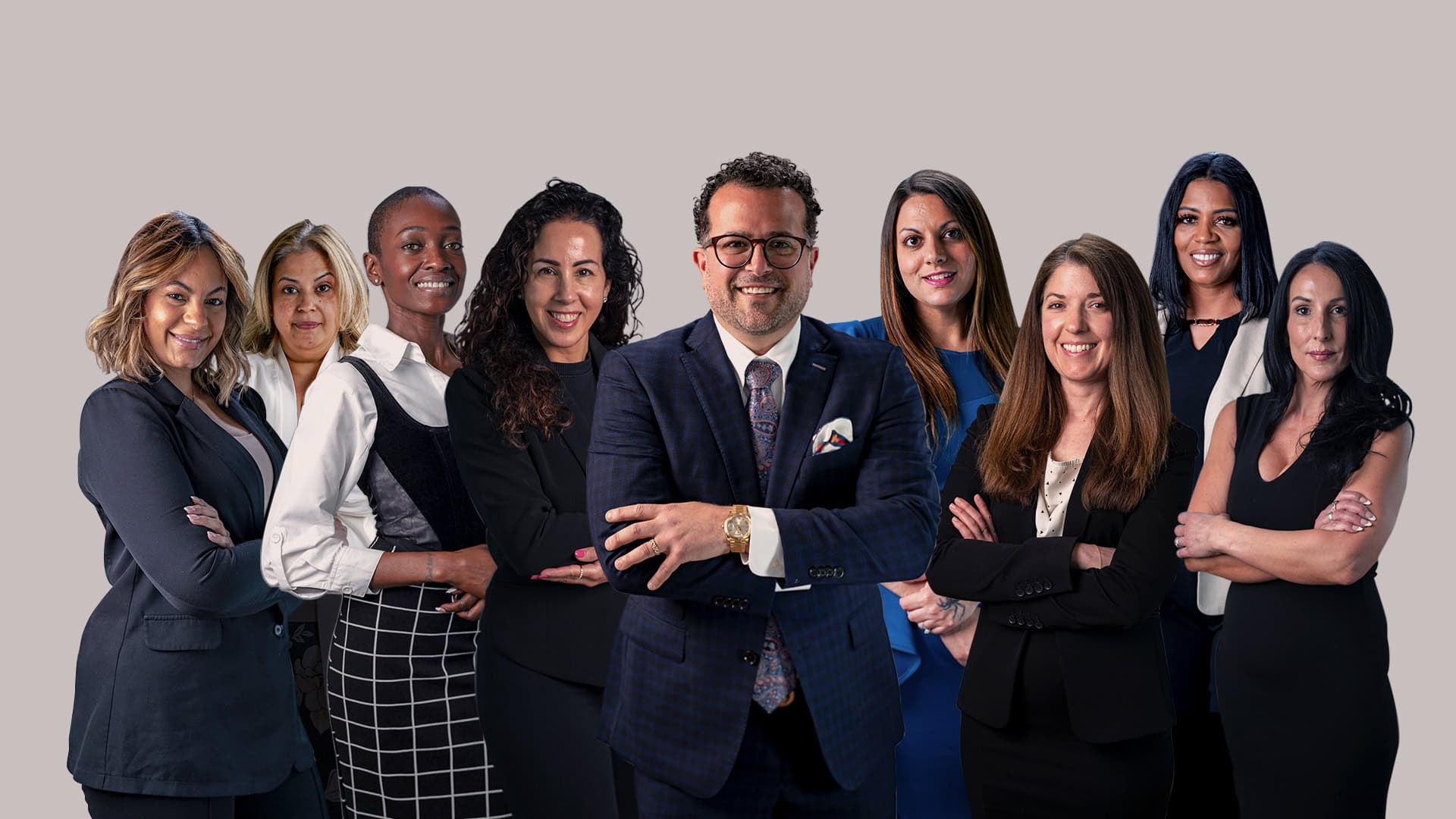 The team at the Law Offices of Michael F. Campopiano, photographed together in Providence, Rhode Island