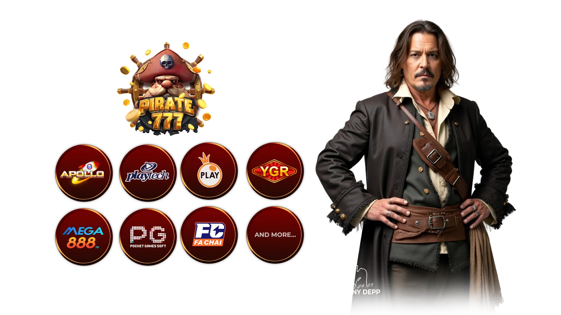 Impactful feature of Game Providers for Pirate777 featuring Captain Jack Sparrow and gameroom providers apollo, playtech, pragmatic play, mega888, pgsoft, ygr, fa chai & more.