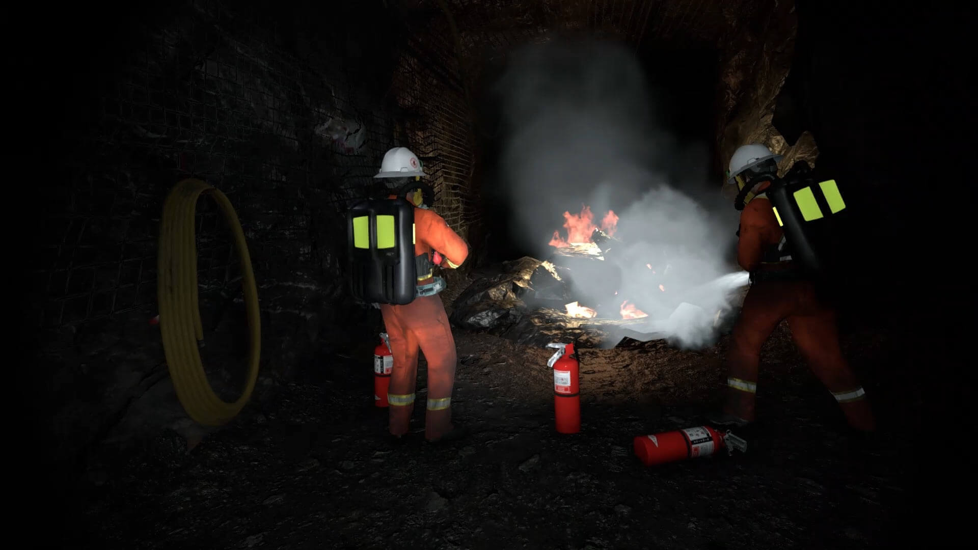 VR safety training in fire fighting