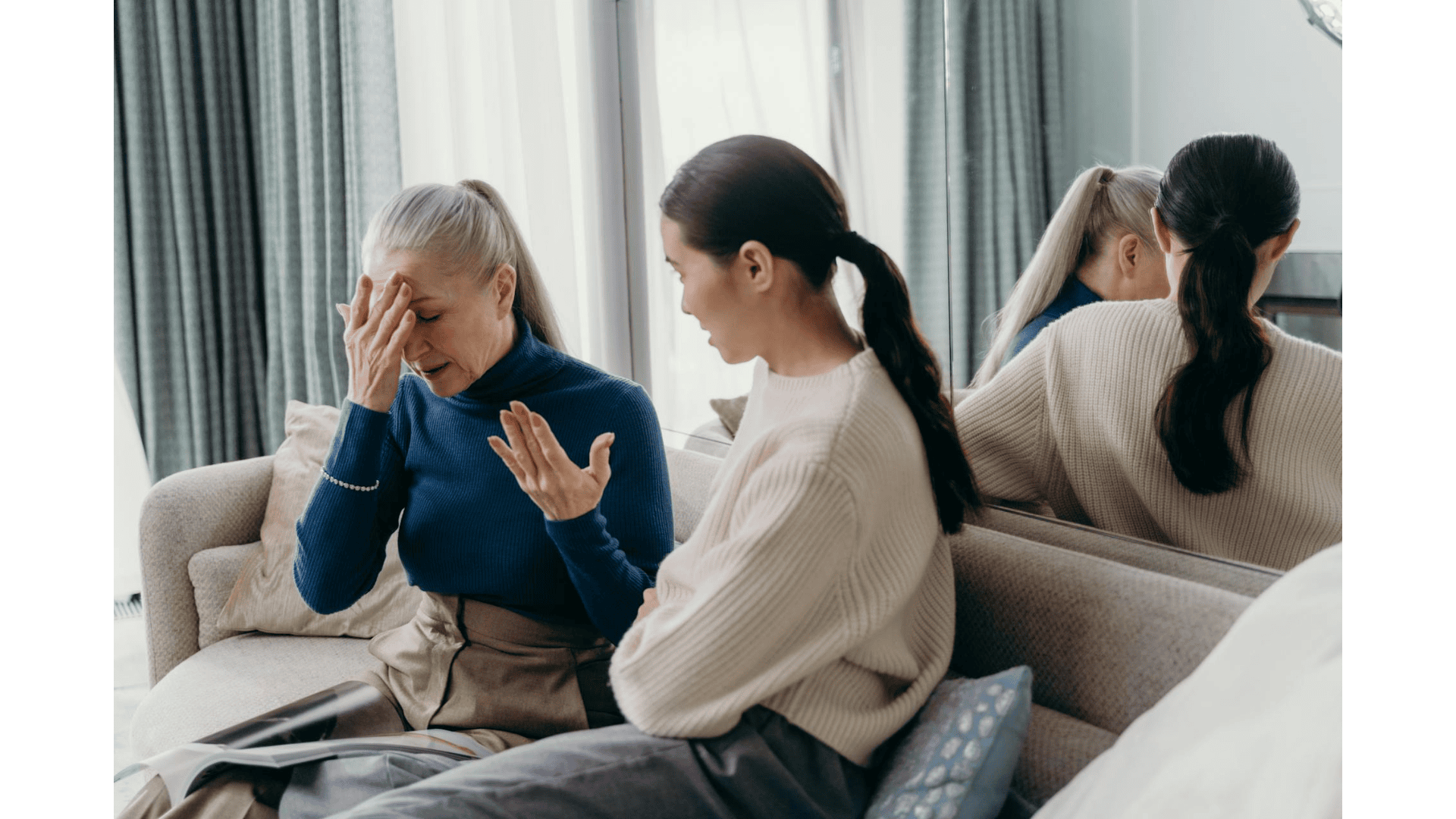 Stubborn aging parent with their daughter