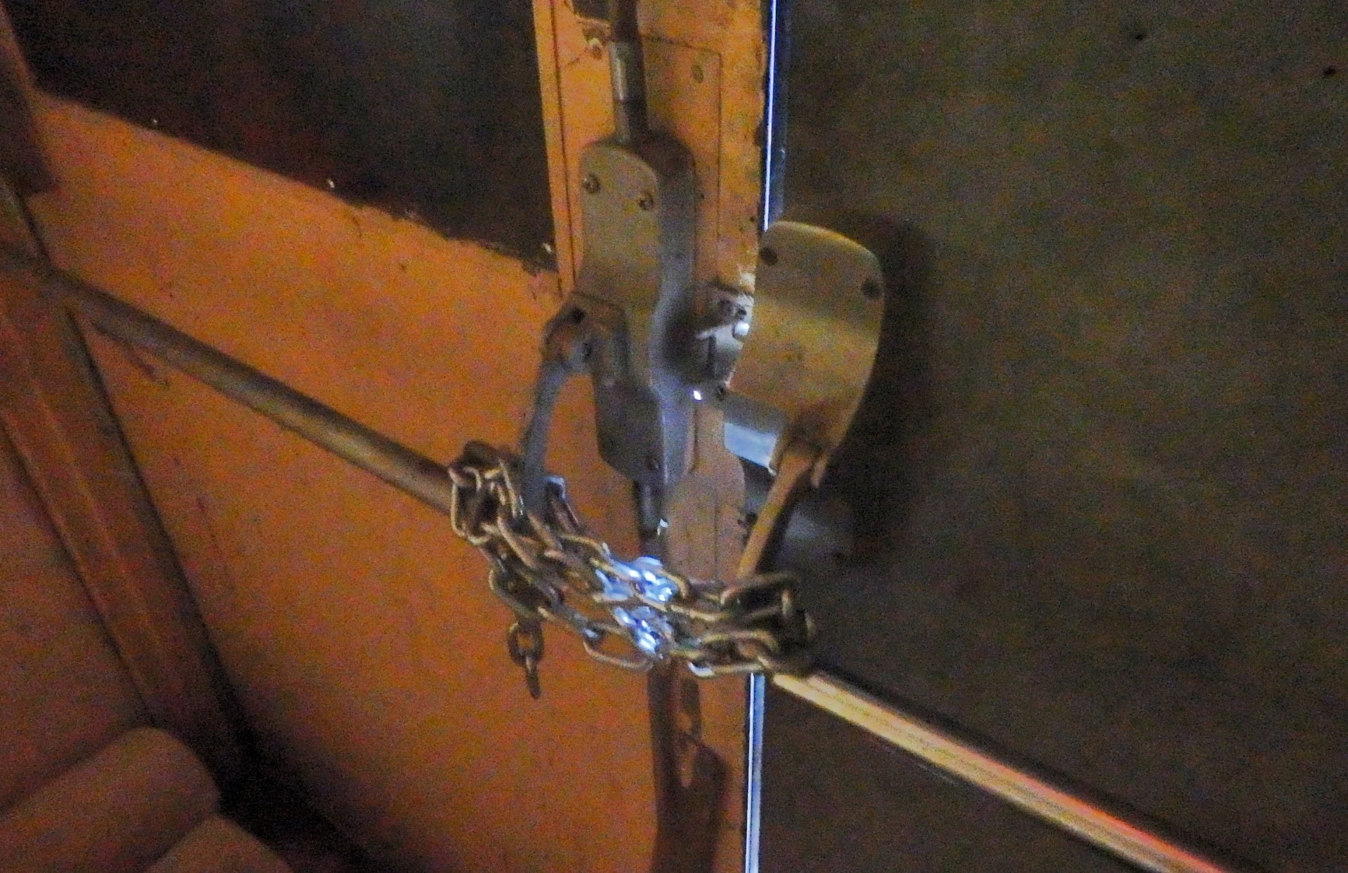Exit Door Wrapped with Chain to Prevent Exiting