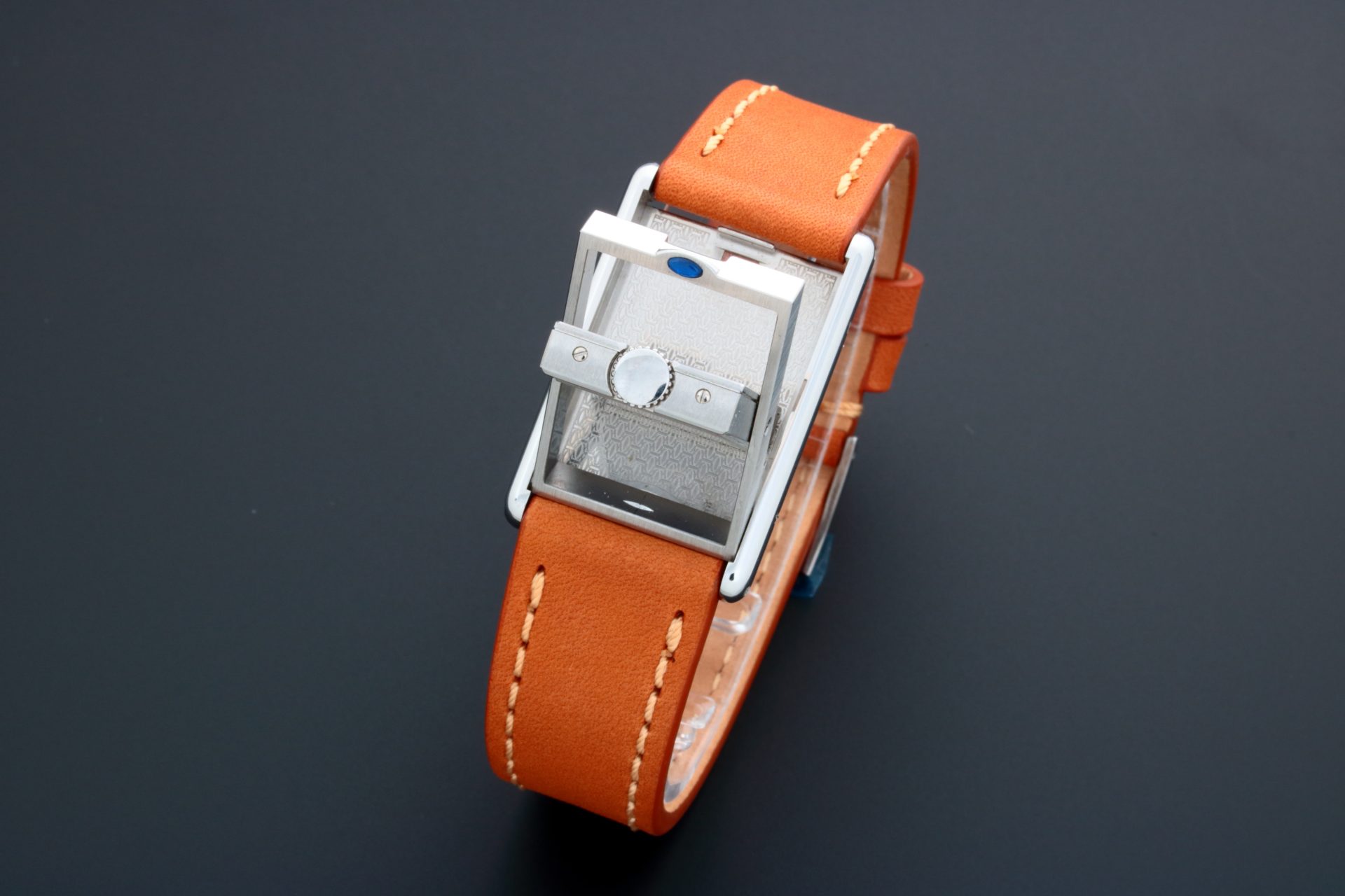 Classic swing case on this rare Cartier Tank Basculante 2390 For The 100th Anniversary Of The Australian Federation