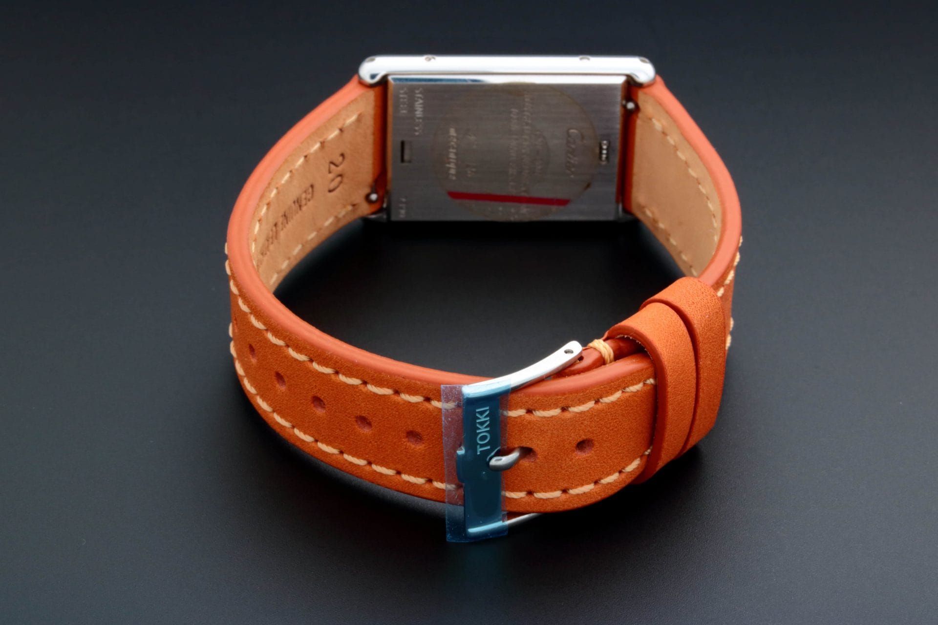 Cartier Tank Basculante 2390 Shown On A Tokki Project Leather Strap