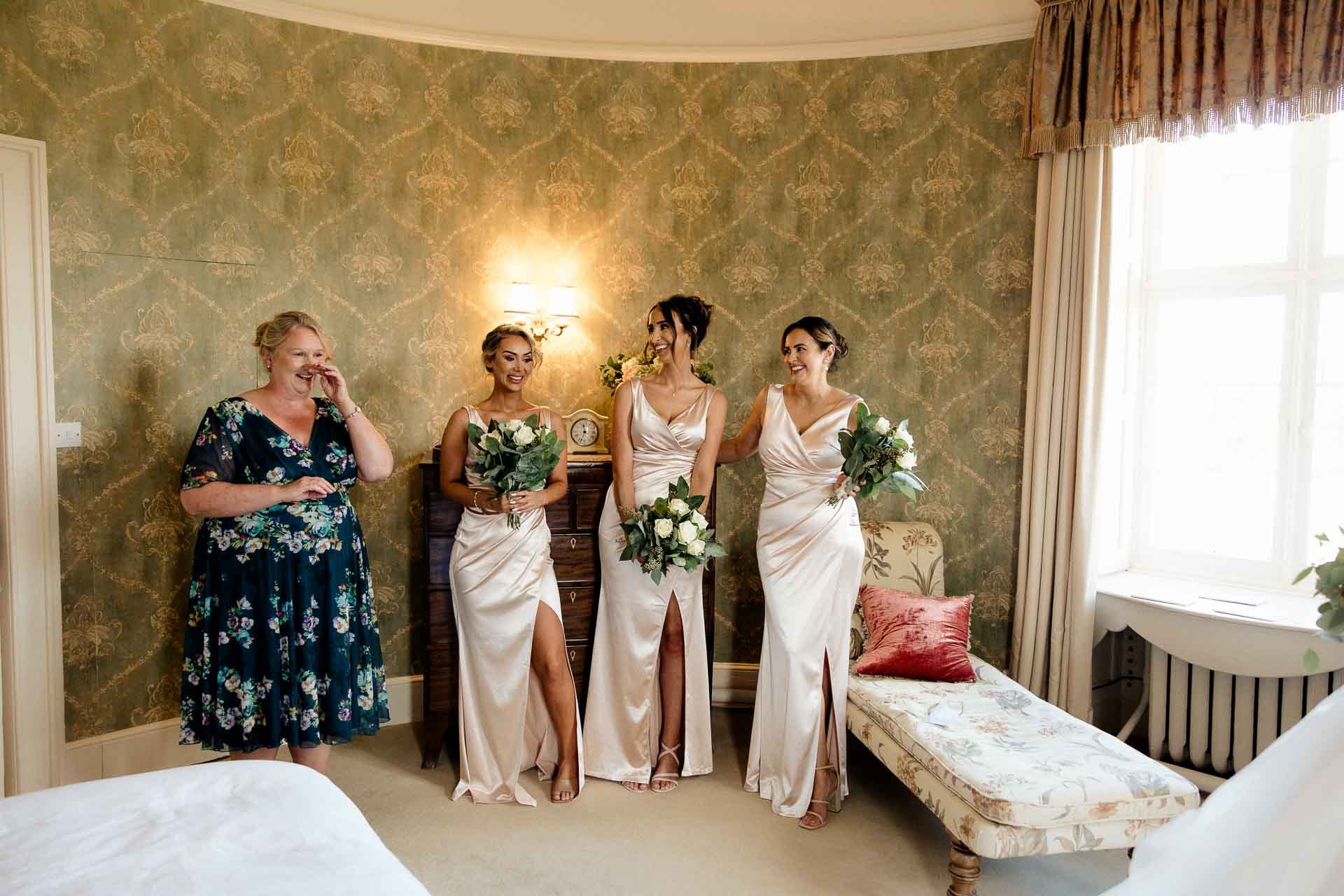 bridal preparations in the round room in The Citadel in Shropshire