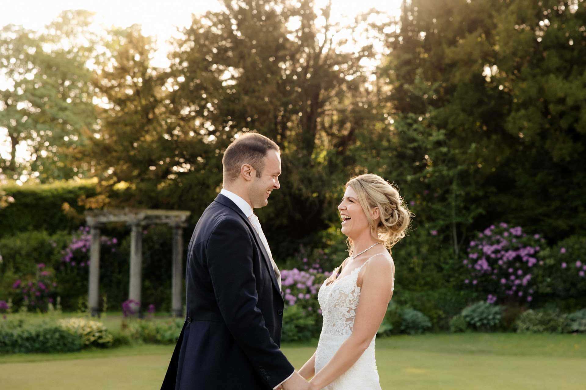 sunset photos at eaves hall in lancashire of a bride and groom