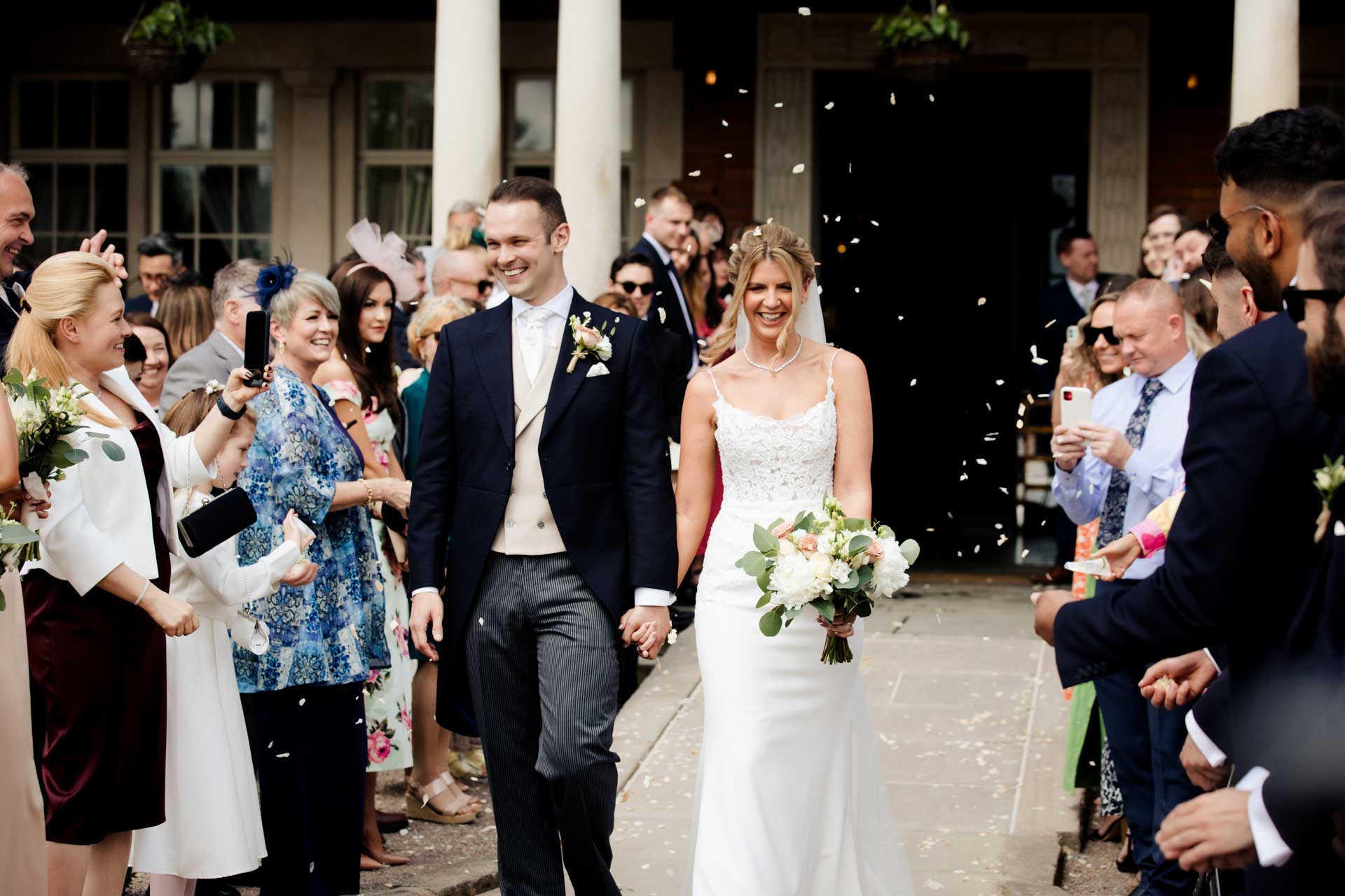 eaves hall wedding photography bride and groom in the gardens
