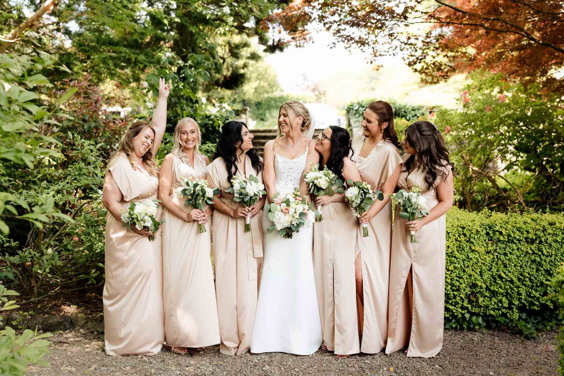 bridemaids at eaves hall in lancashire