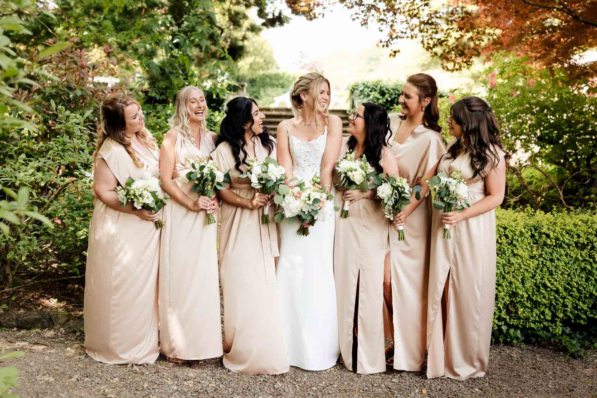 bridemaids at eaves hall in lancashire