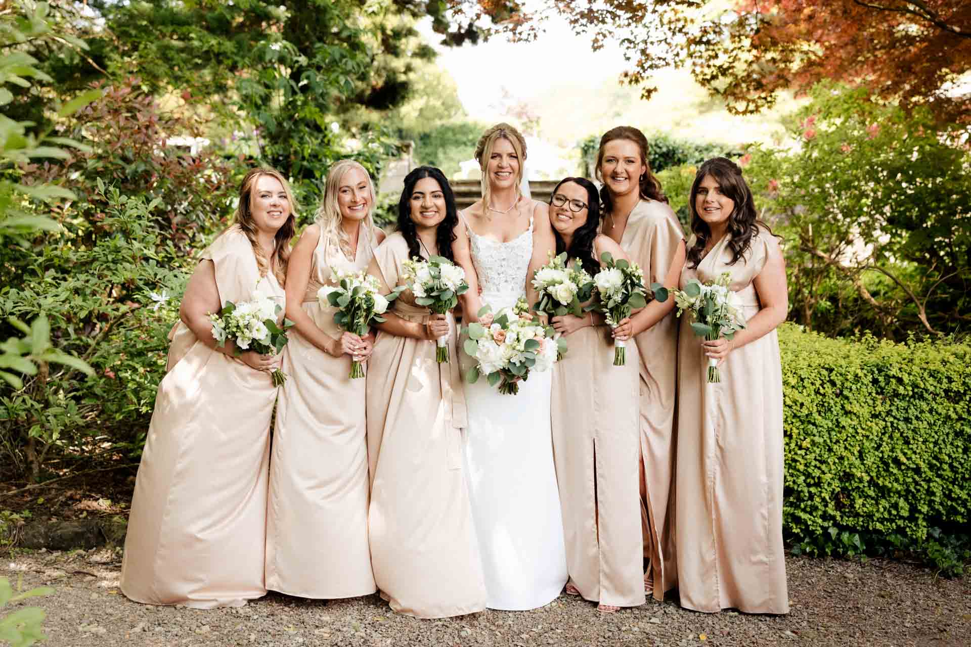 bridemaids at eaves hall in lancashire