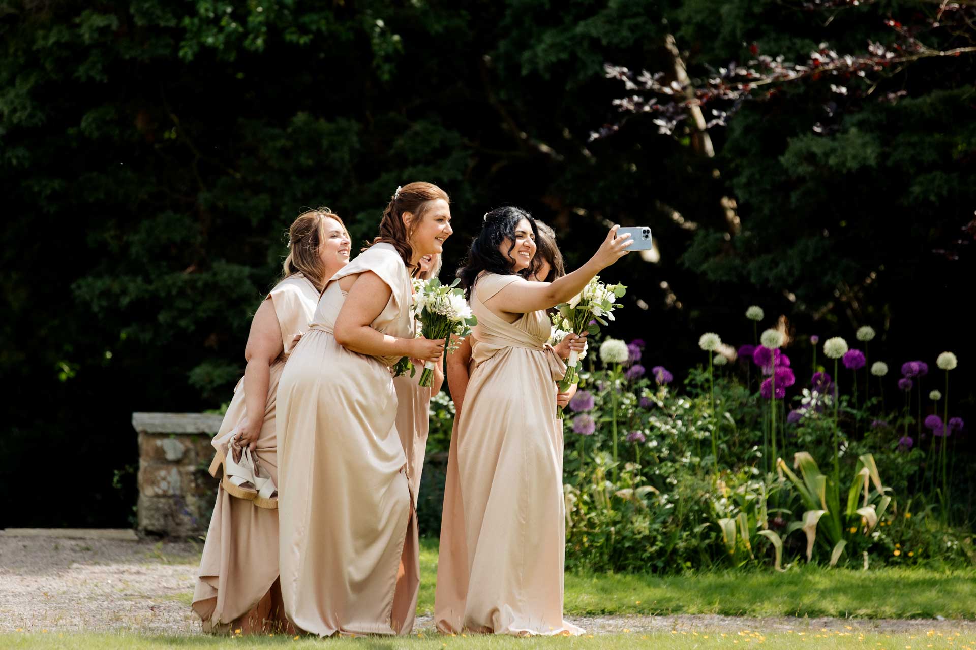 bridemaids at eaves hall in lancashire