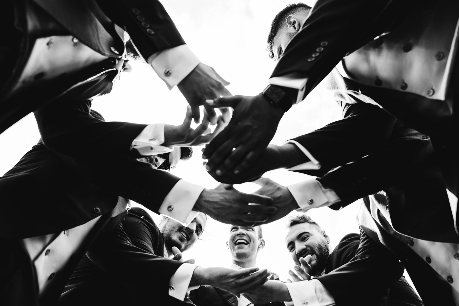 fun groomsmen photographs at eaves hall in lancashire