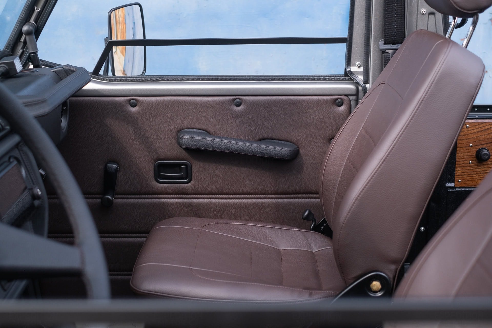 Restored G Wagon for sale in Mojave Silver with Doppio brown interior.
