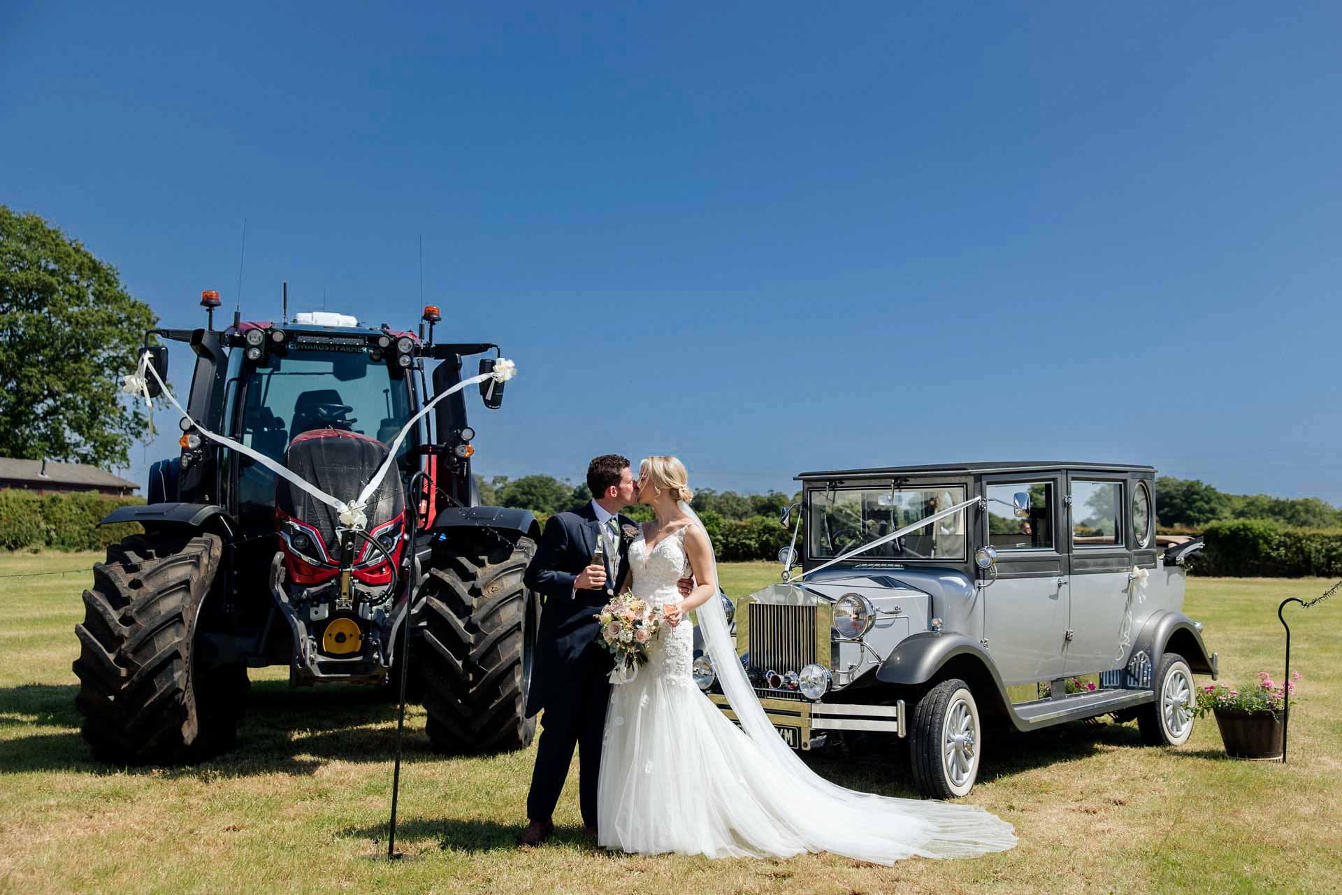Farm wedding photography for megan and philip on their family farm in August.