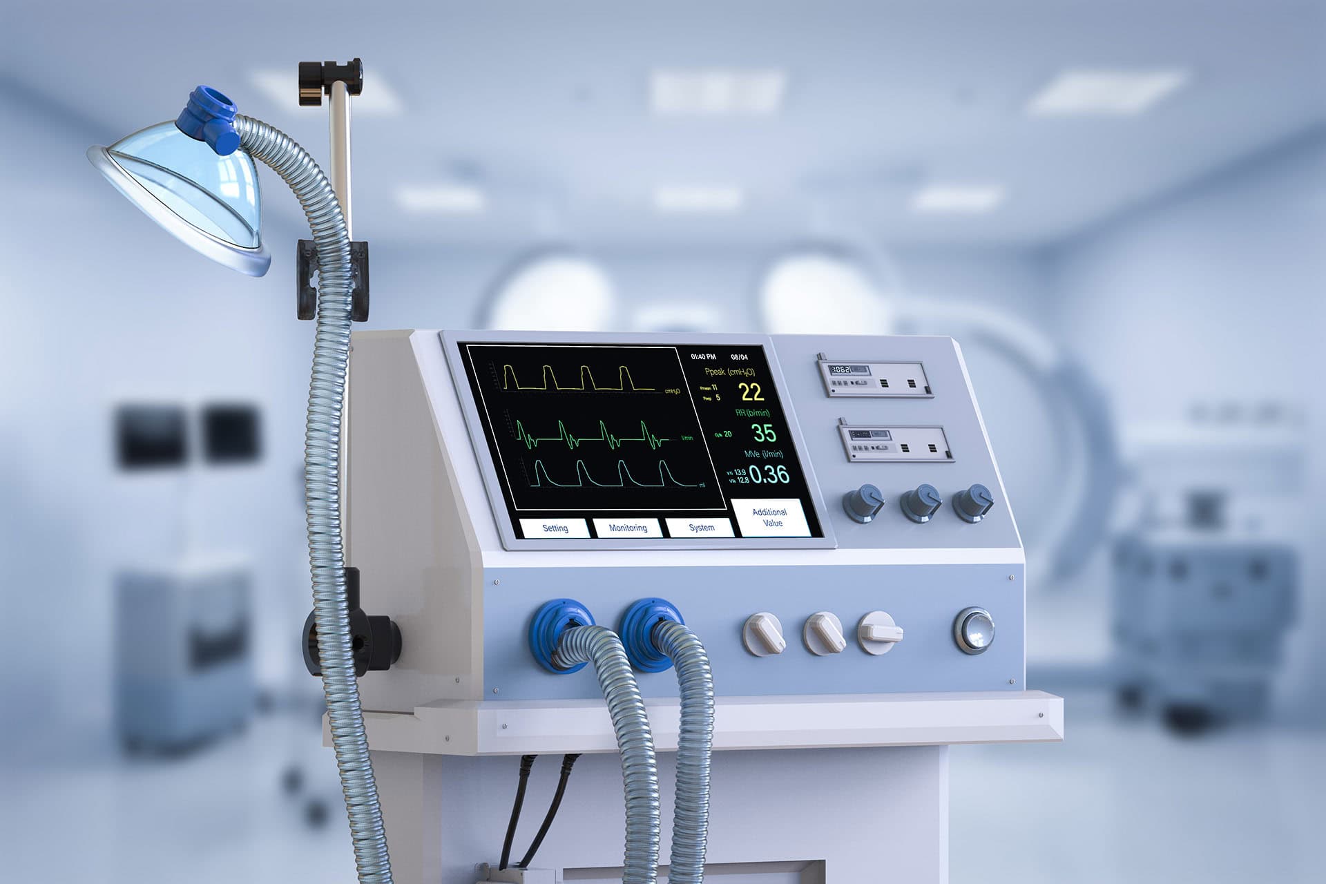 Un respirador artificial es una máquina que se acciona de forma eléctrica, por eso la importancia de contar con buena seguridad eléctrica para que las instalaciones hospitalarias en áreas críticas pueden responder eficazmente ante la demanda eléctrica de estos aparatos