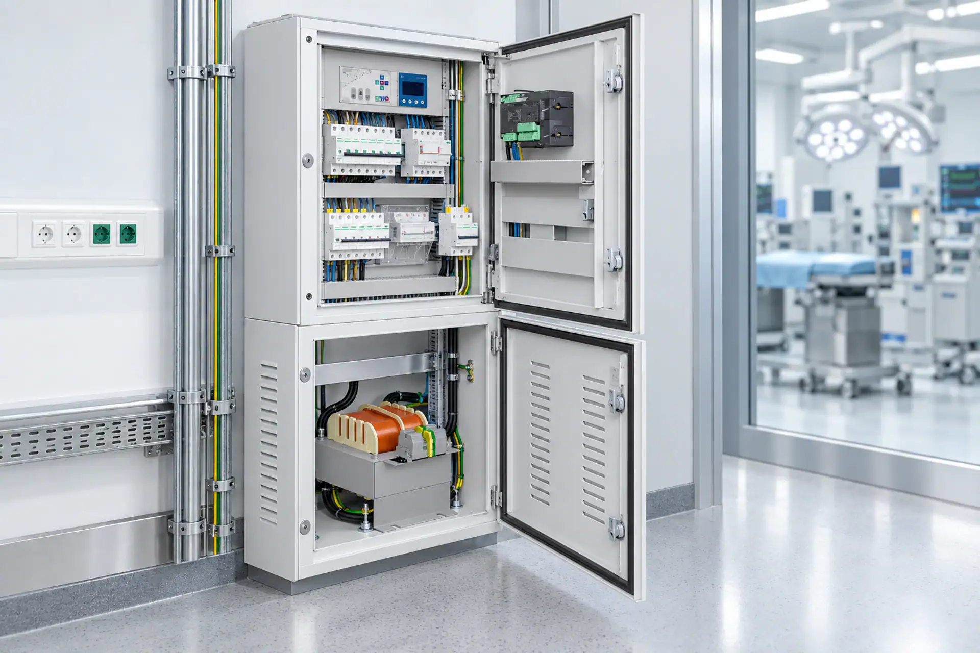 ETKM TRM8 transformer integrated into a hospital medical IT panel