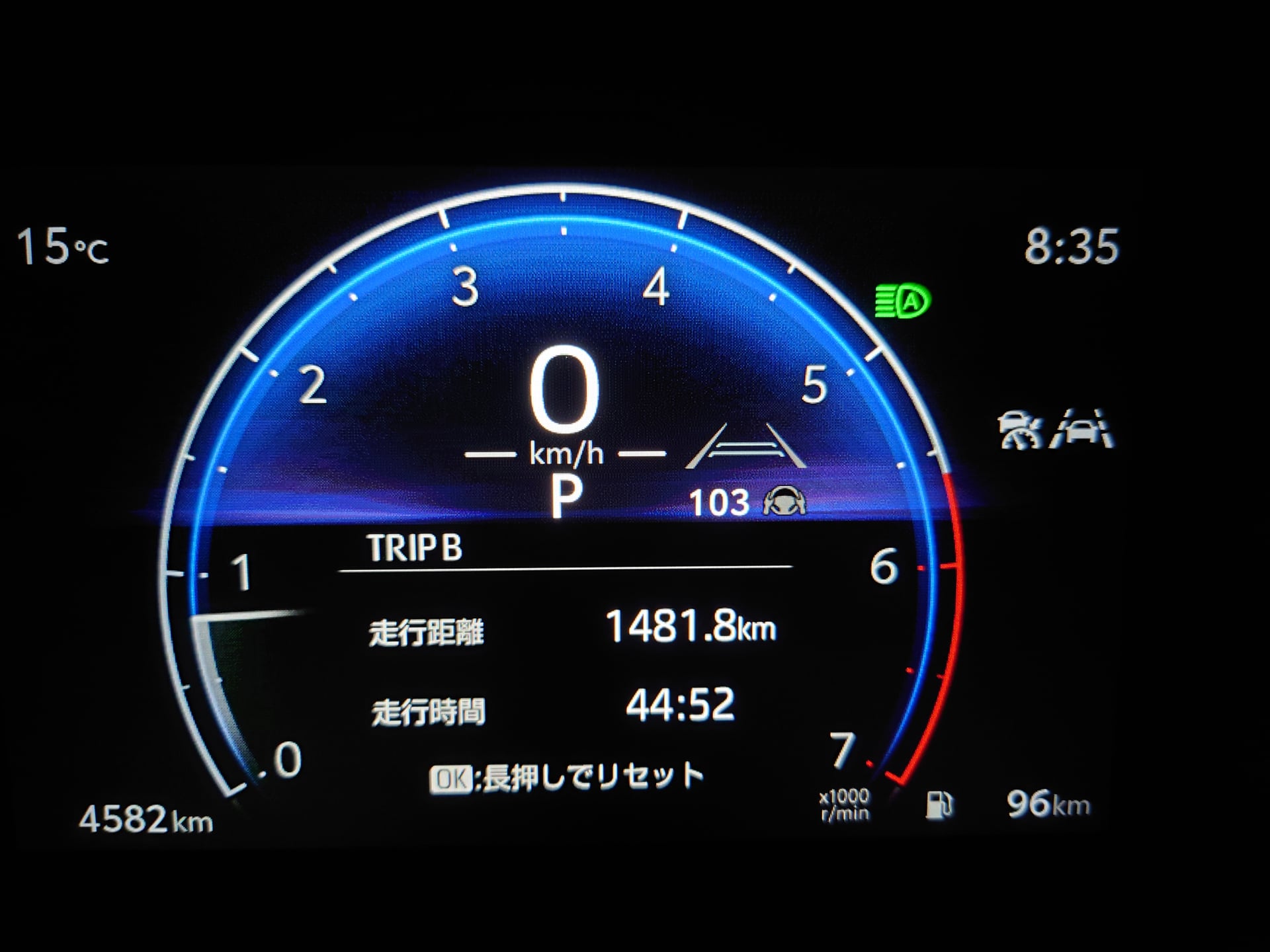 109.総走行距離1481.8km・44時間52分のメーター