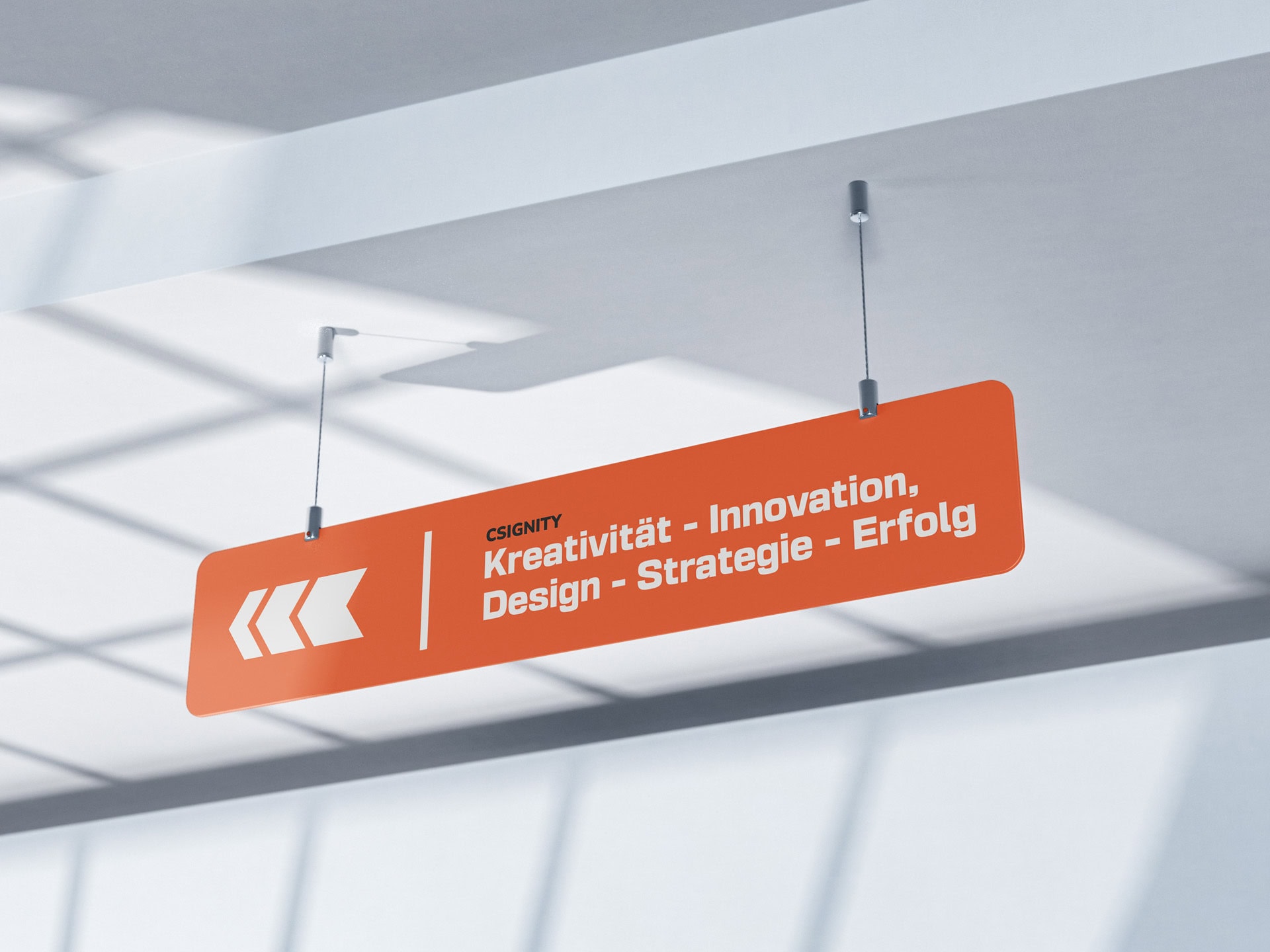 Innenreklame Wegweiser – modernes Schild im Corporate Design für Orientierung und Markenpräsenz