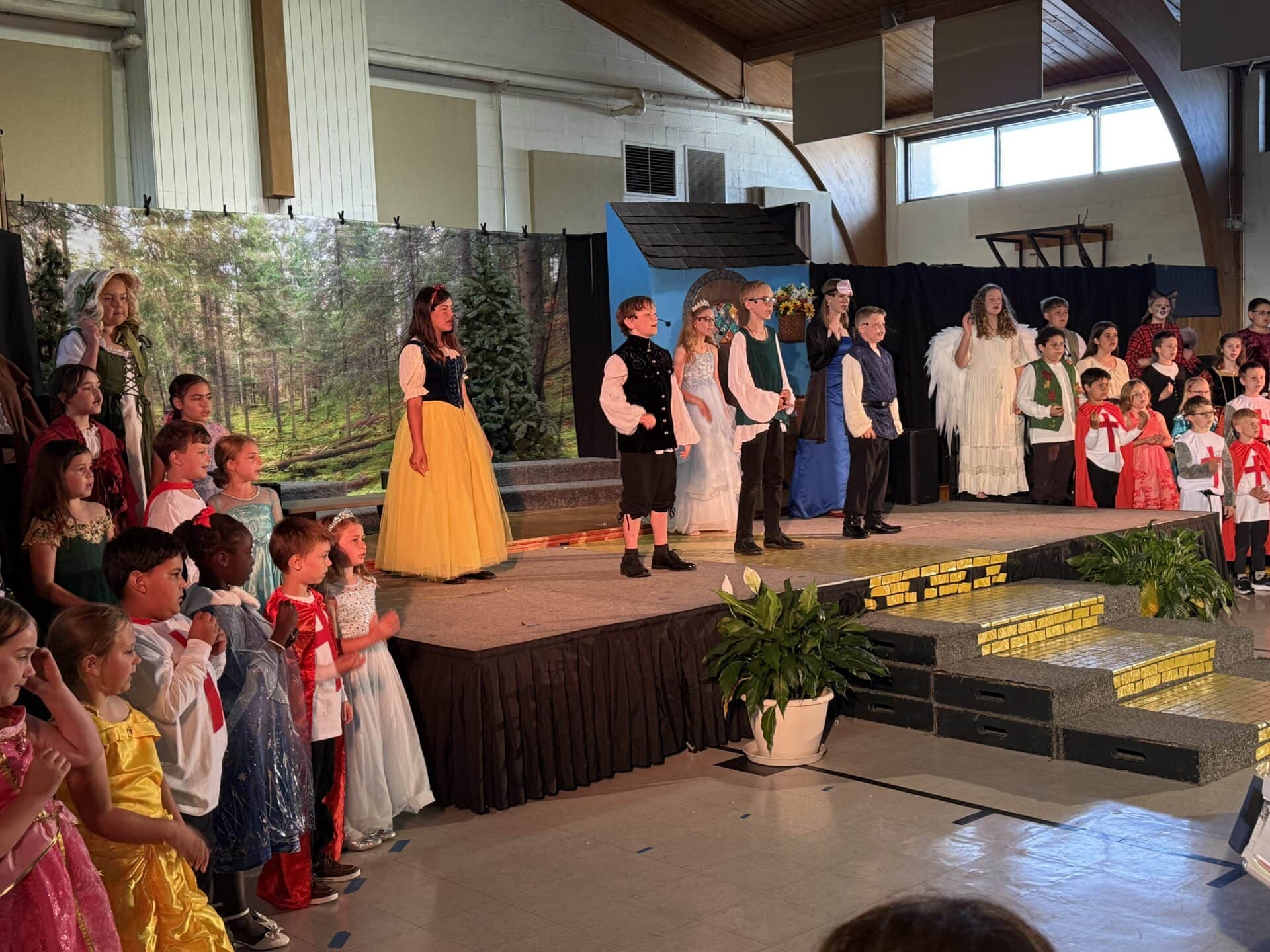 Students on stage during the Out of the Woods musical at Martin Luther School Joplin MO