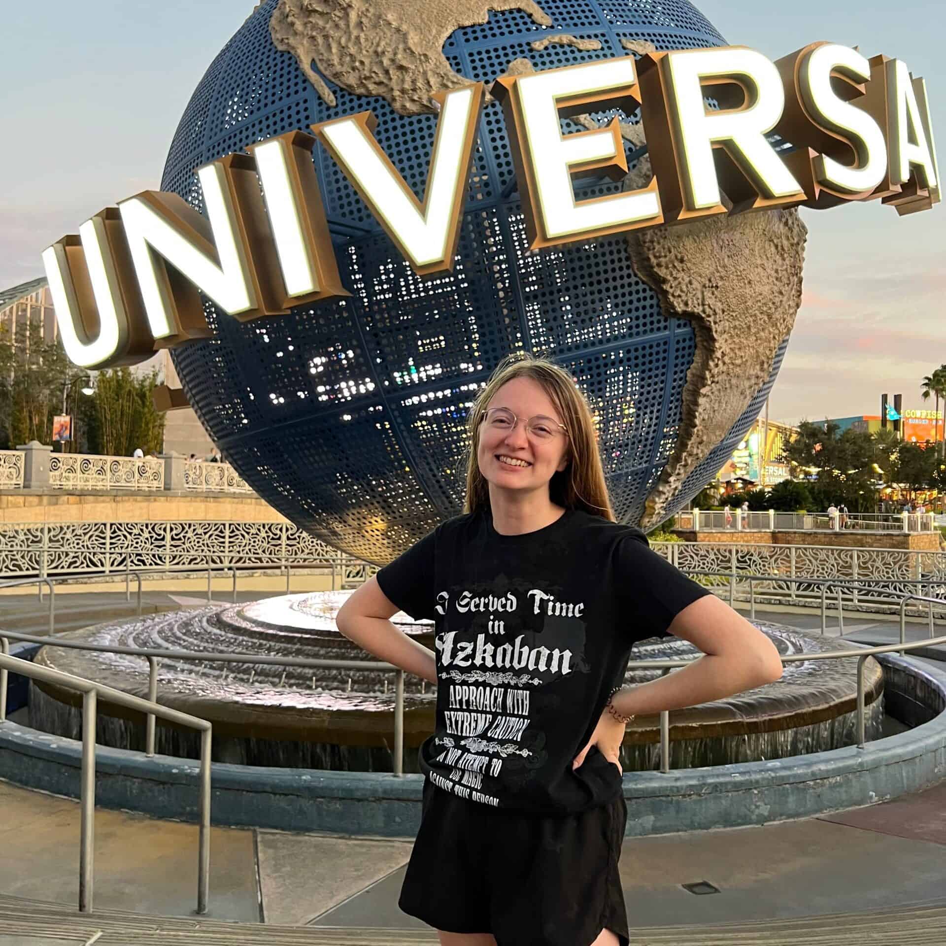 Universal Studios globe at night in Las Vegas, Nevada.