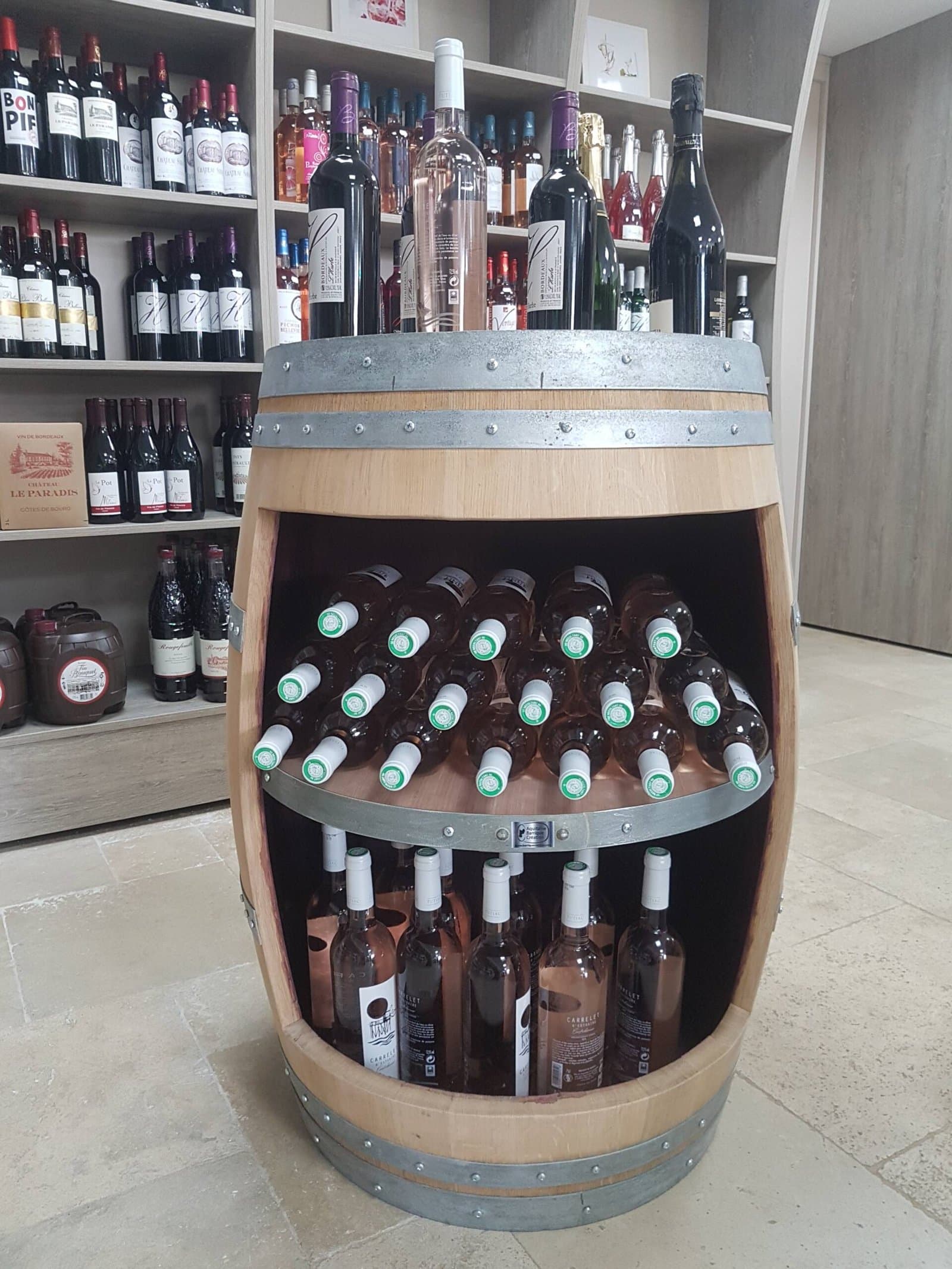 présentoir barrique ouvert