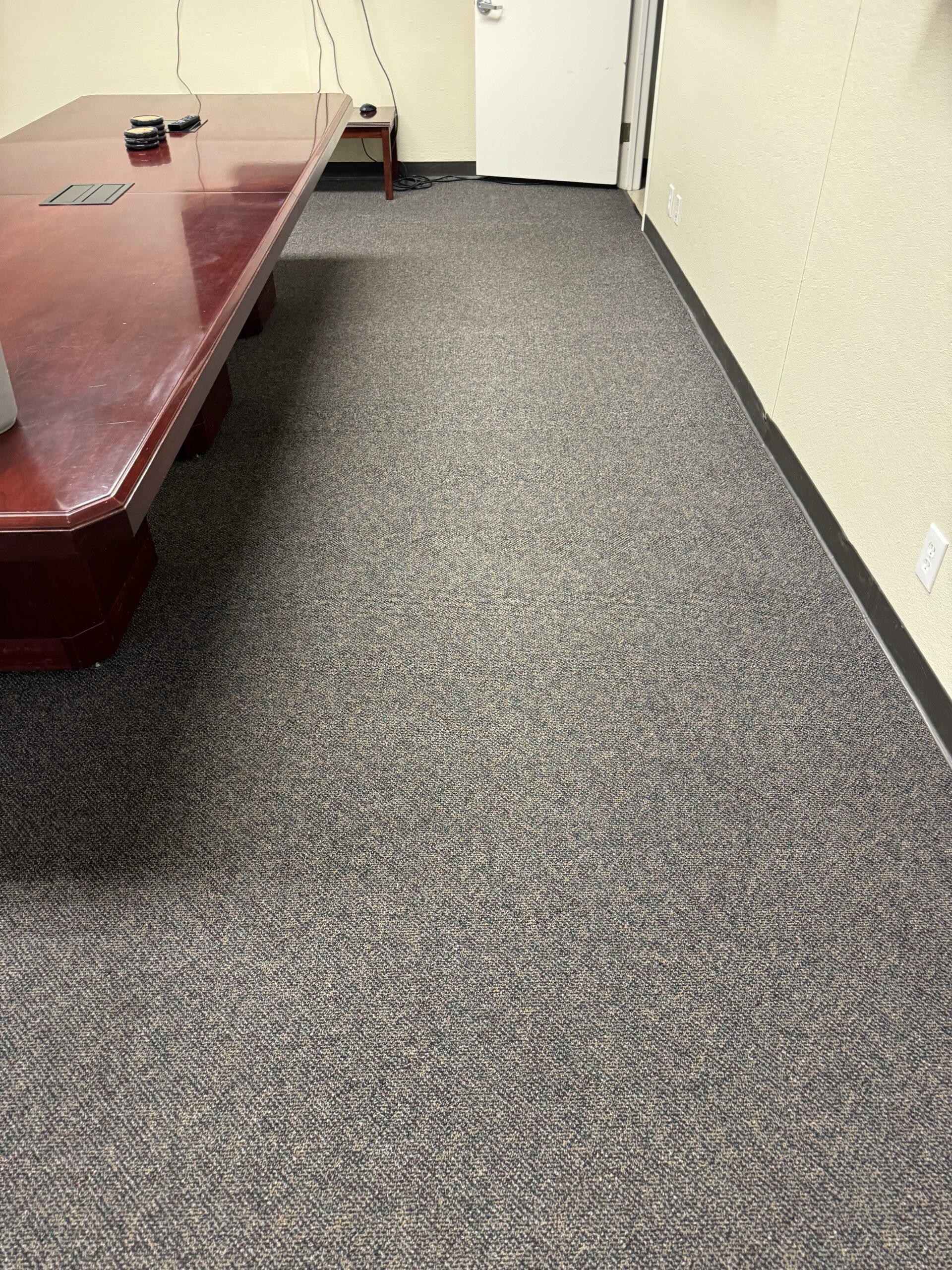 Clean commercial carpet in an office. Cleaned using a Low Moisture method