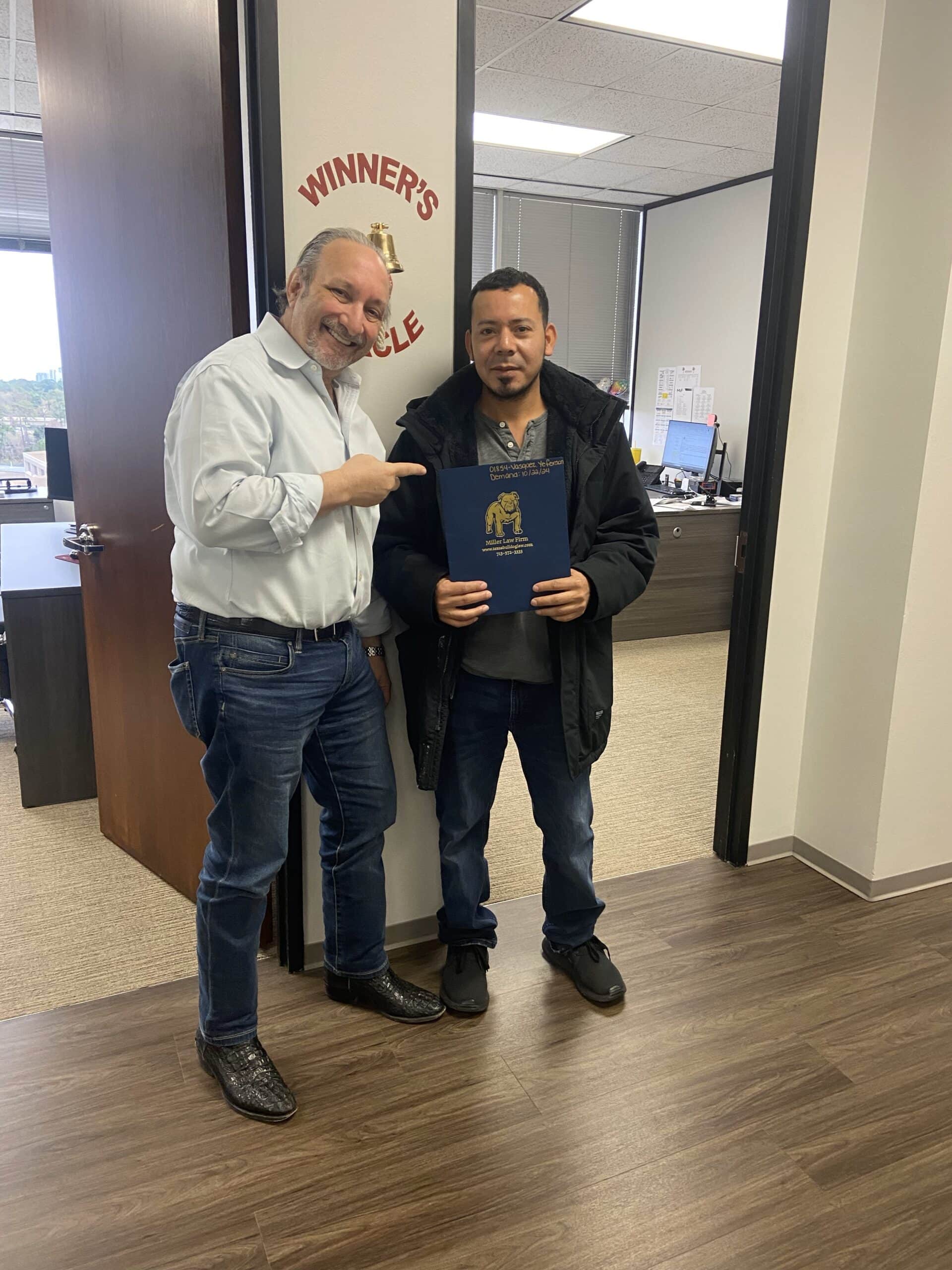 Another Bulldog win — client celebrates fair compensation after an accident.