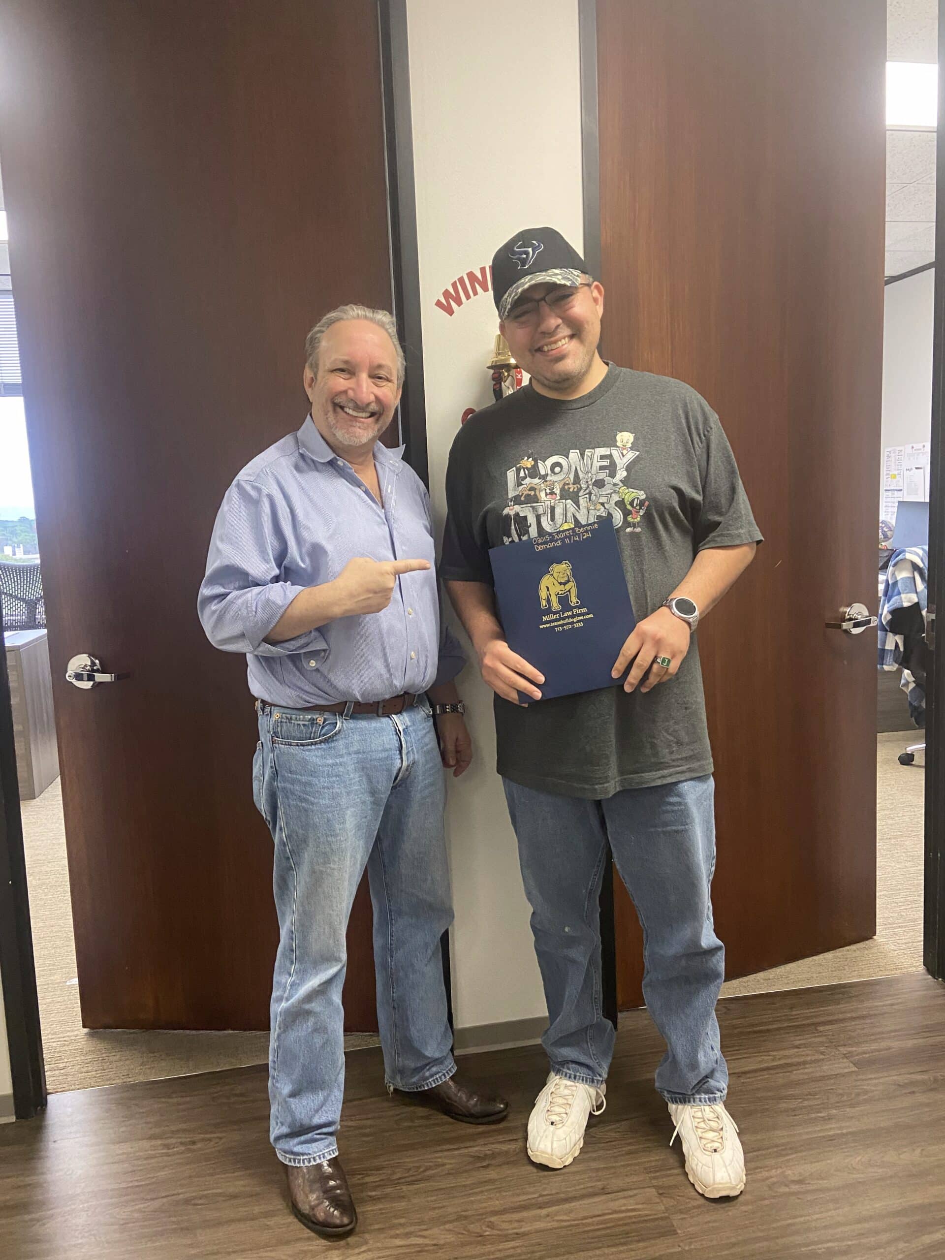 Houston accident survivor celebrates their recovery and win with The Texas Bulldog.