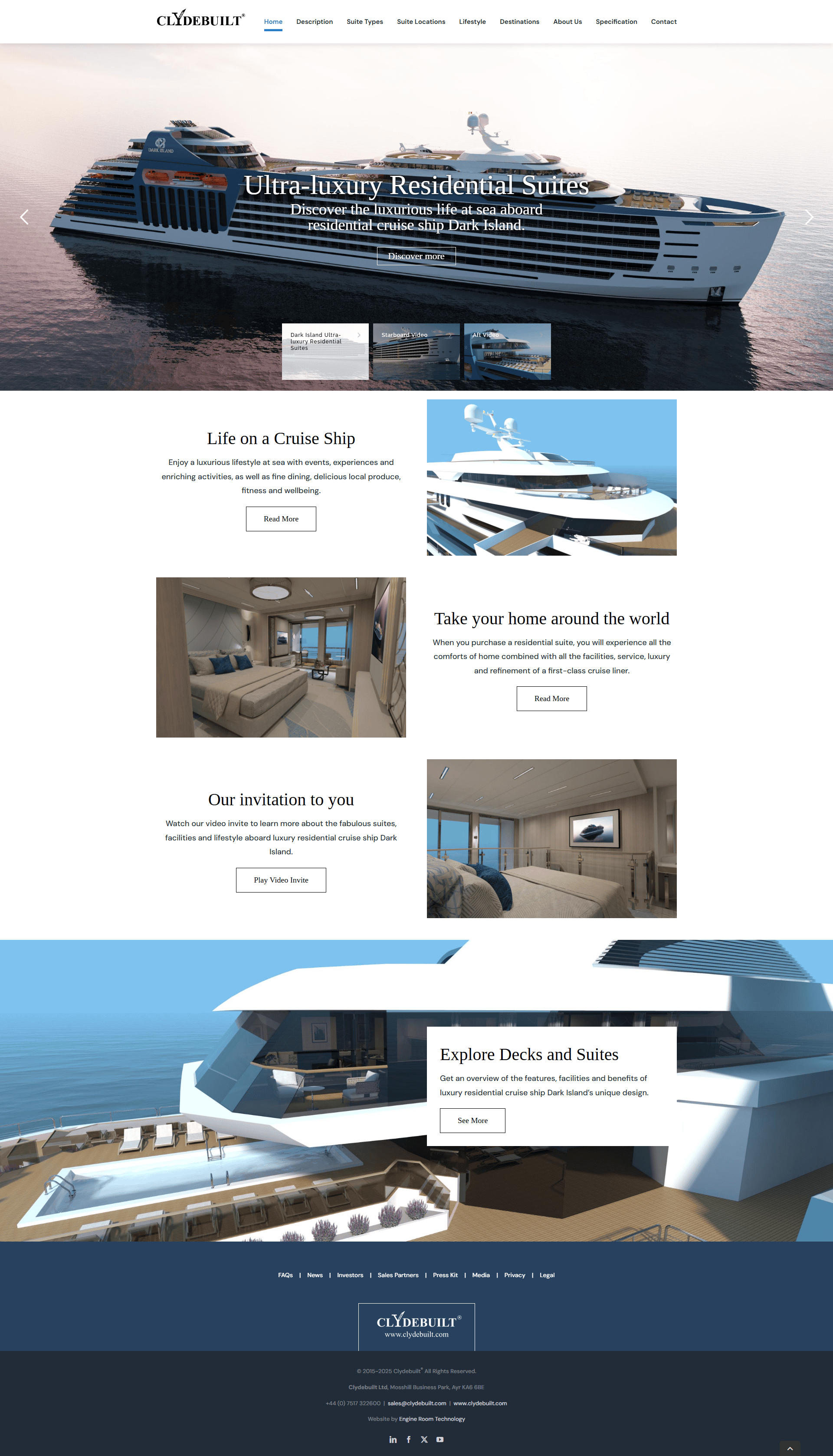 Clydebuilt luxury residential cruise ship website