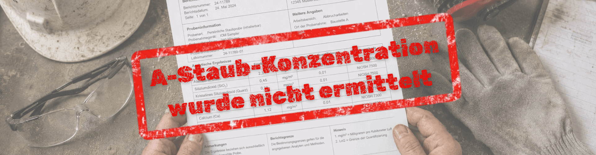 Laborbericht zur Bestimmungsgrenze bei der Messung von Staubkonzentrationen am Arbeitsplatz