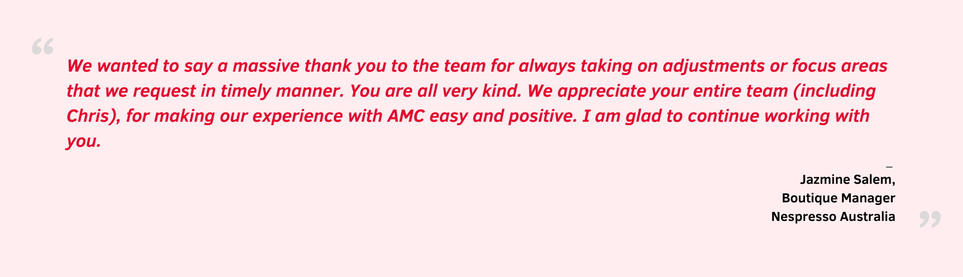 a retail sector review and testimonial for AMC Commercial Cleaning Services