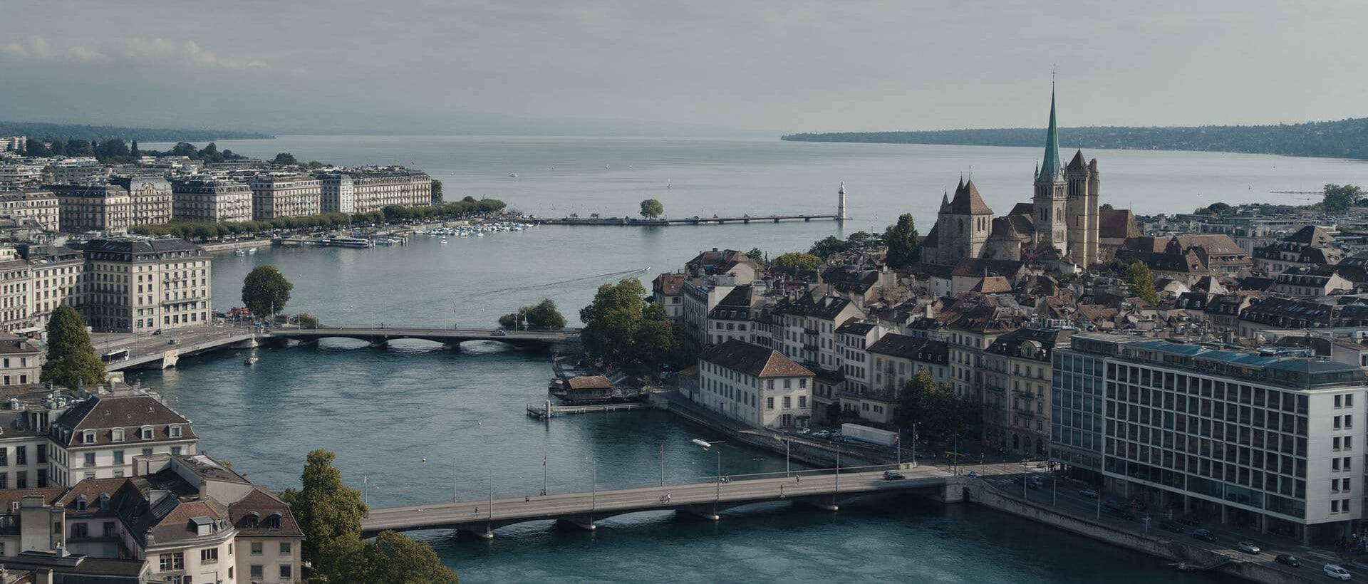 Vue sur Genève, le Rhône et la vieille ville