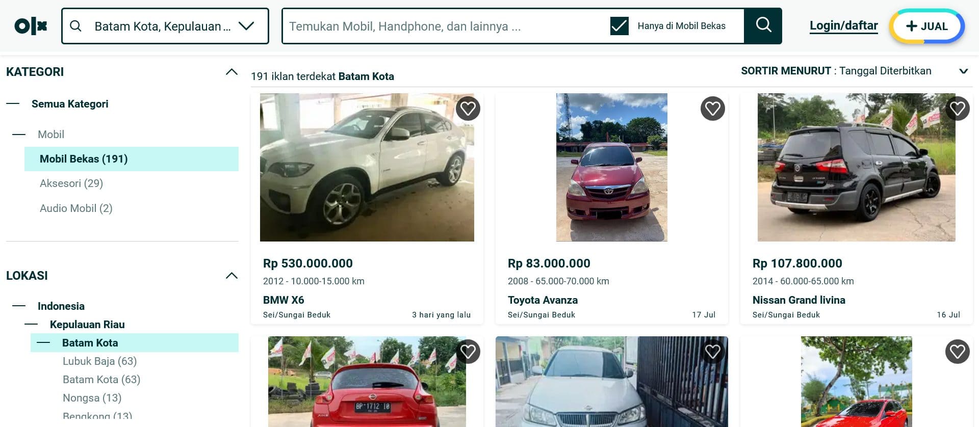 Daftar Rekomendasi Website Mobil Bekas Batam - KepriWebsite