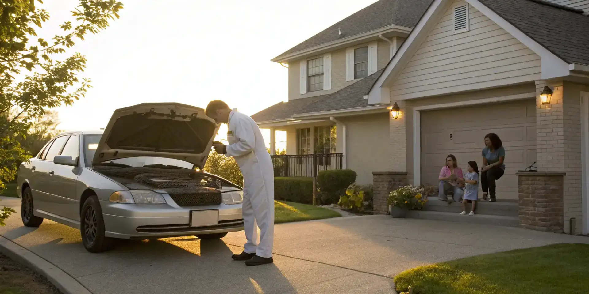 On-site car battery check.