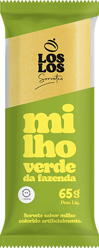 Sorvete sabor milho verde da fazenda em uma embalagem da marca Los Los.
