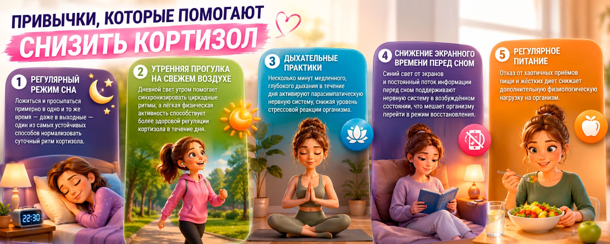 привычки, которые помогают снизить кортизол