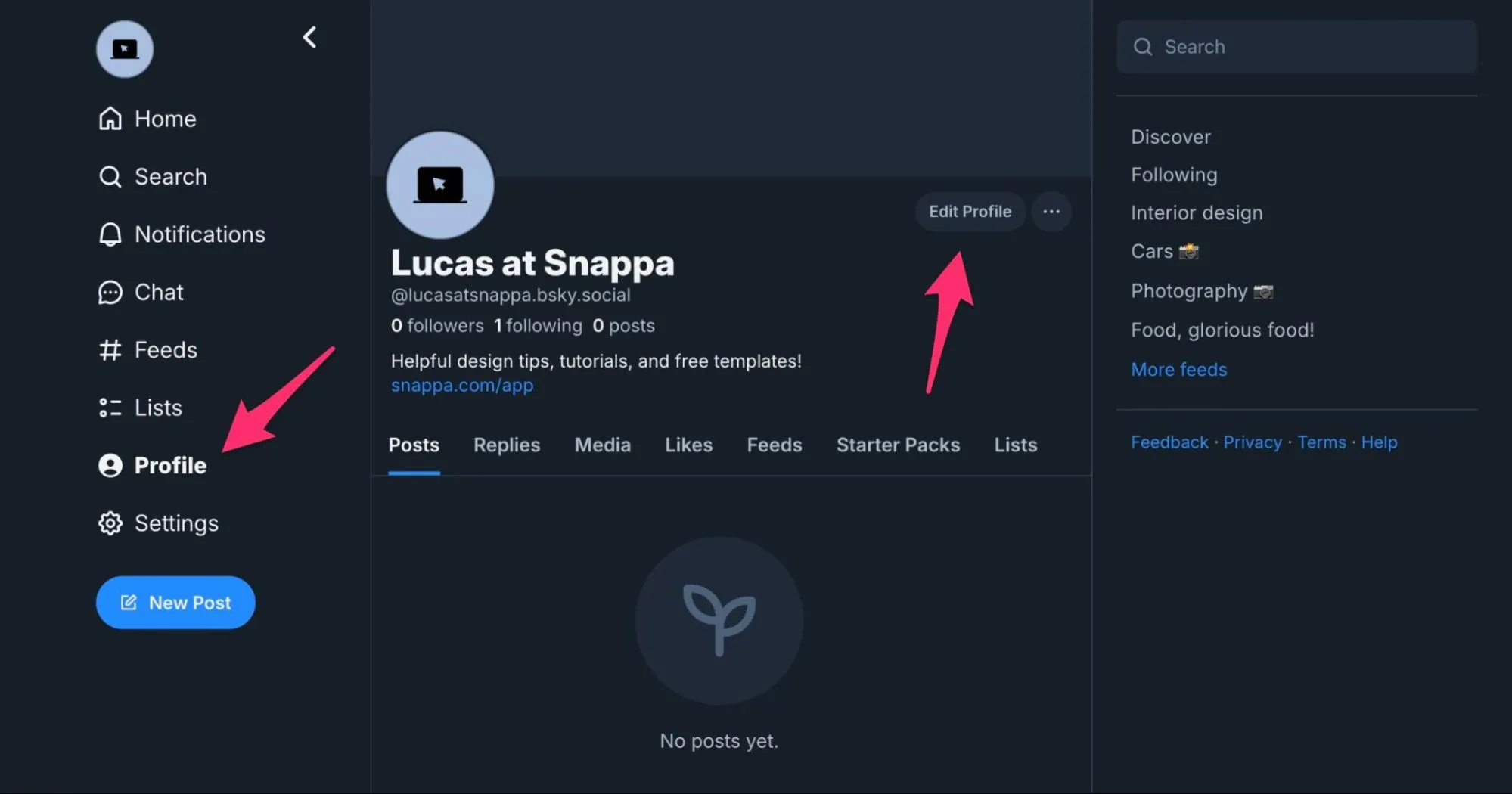 How to edit Bluesky profile