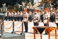 serah terima jabatan dipimpin Kapolres Subang, AKBP Ariek Indra Sentanu, di Lapangan Tatag Trawang Tungga, Polres Subang, pada Selasa (18/2/2025).