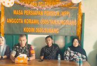 Danramil 0505/Tj.Siang Kapten Inf Wahyudin menyampaikan sambutan hangat dan apresiasi atas dedikasi dan loyalitas anggota yang akan purna tugas.