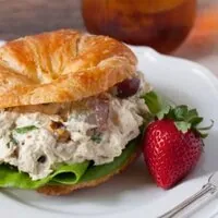 Chicken Salad with Grapes and a strawberry