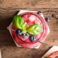 single basil blueberry margarita from above