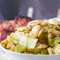 steaming side of cabbage in a bowl