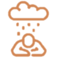 雨に打たれてうずくまる人-落ち込んでいる人