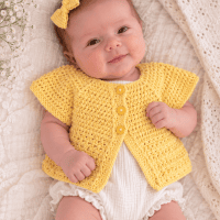 SIZE 0-3mths Yellow Crochet Baby Cardigan