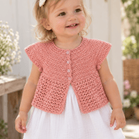 SIZE 1-2yrs Blush Pink Round Yoke Crochet Cardigan